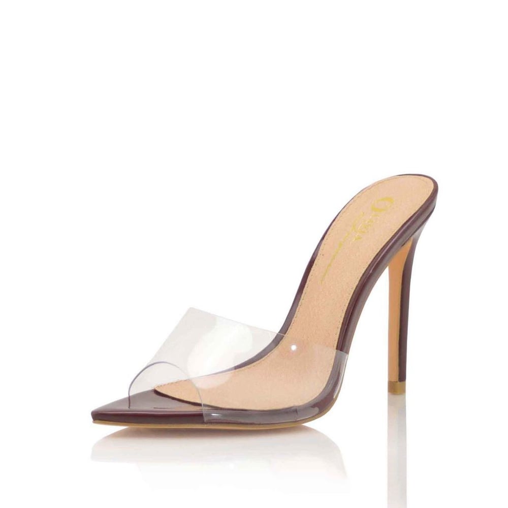 Image of Clear & brown Step in & Go heels