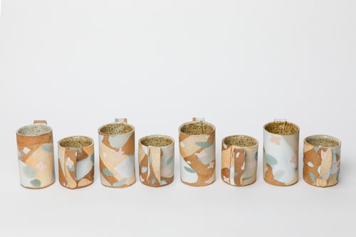 Image of Desert Sand, Peach Flowers and Sage Leaves - Handled Mug