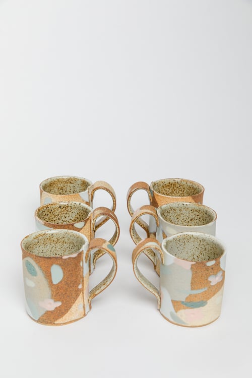 Image of Desert Sand, Peach Flowers and Sage Leaves - Handled Mug