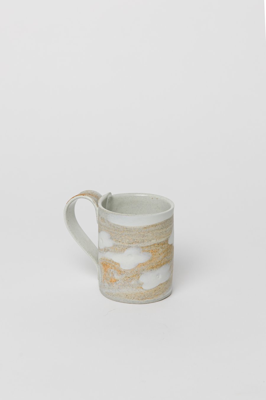 Image of White Flower Granite Sand Stoneware Handled Mug