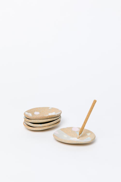 Image of Candy Pastel Flowers on Toasty Clay (pale blue) - Incense Holder