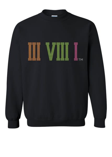 Image of 381 Roman Numeral Rhinestone Logo |Black Sweat Shirt