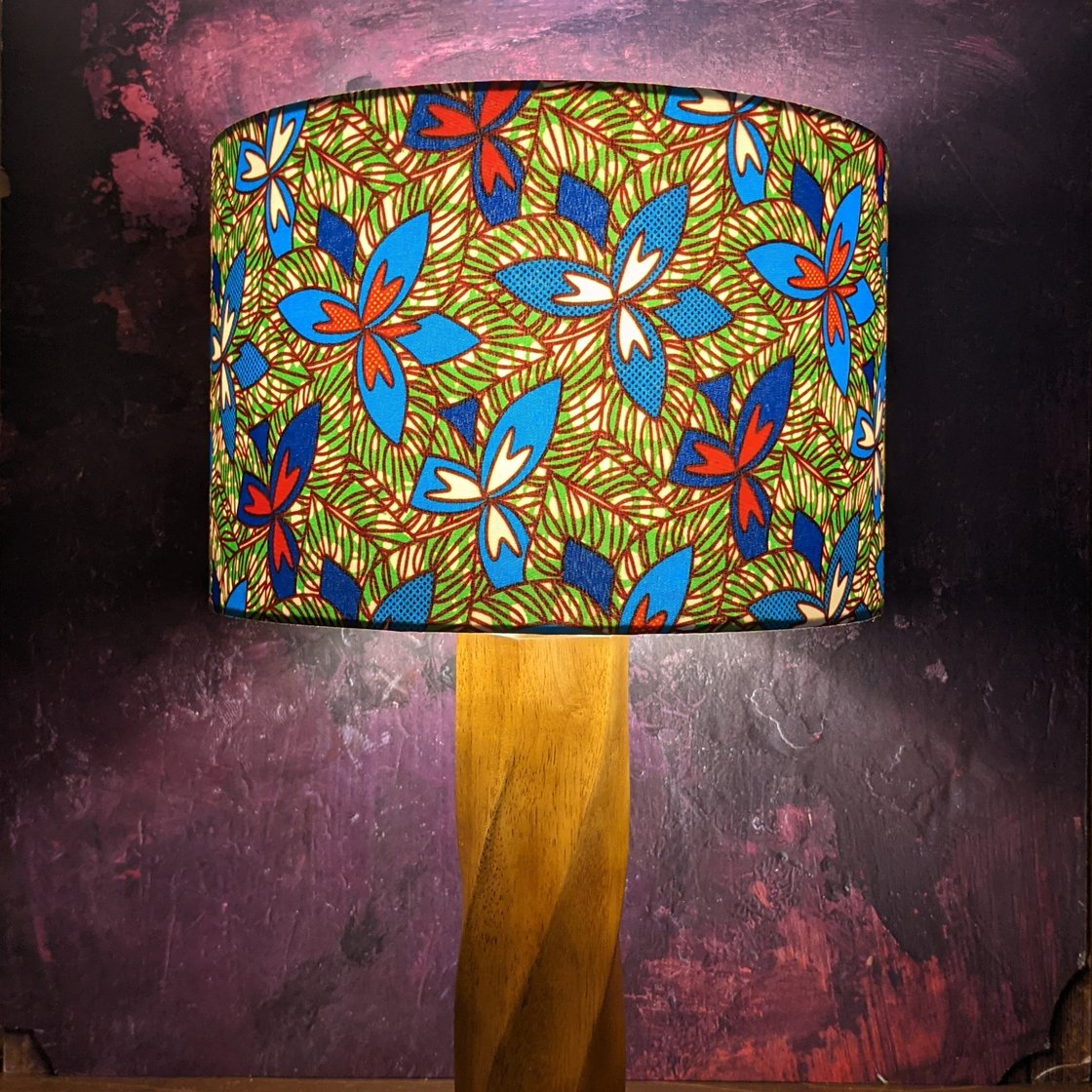 Image of Blue red flowers African print lampshade ABURI