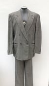 Double Breasted Grey Check Blazer Pant Suit 