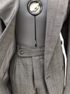 Double Breasted Grey Check Blazer Pant Suit 