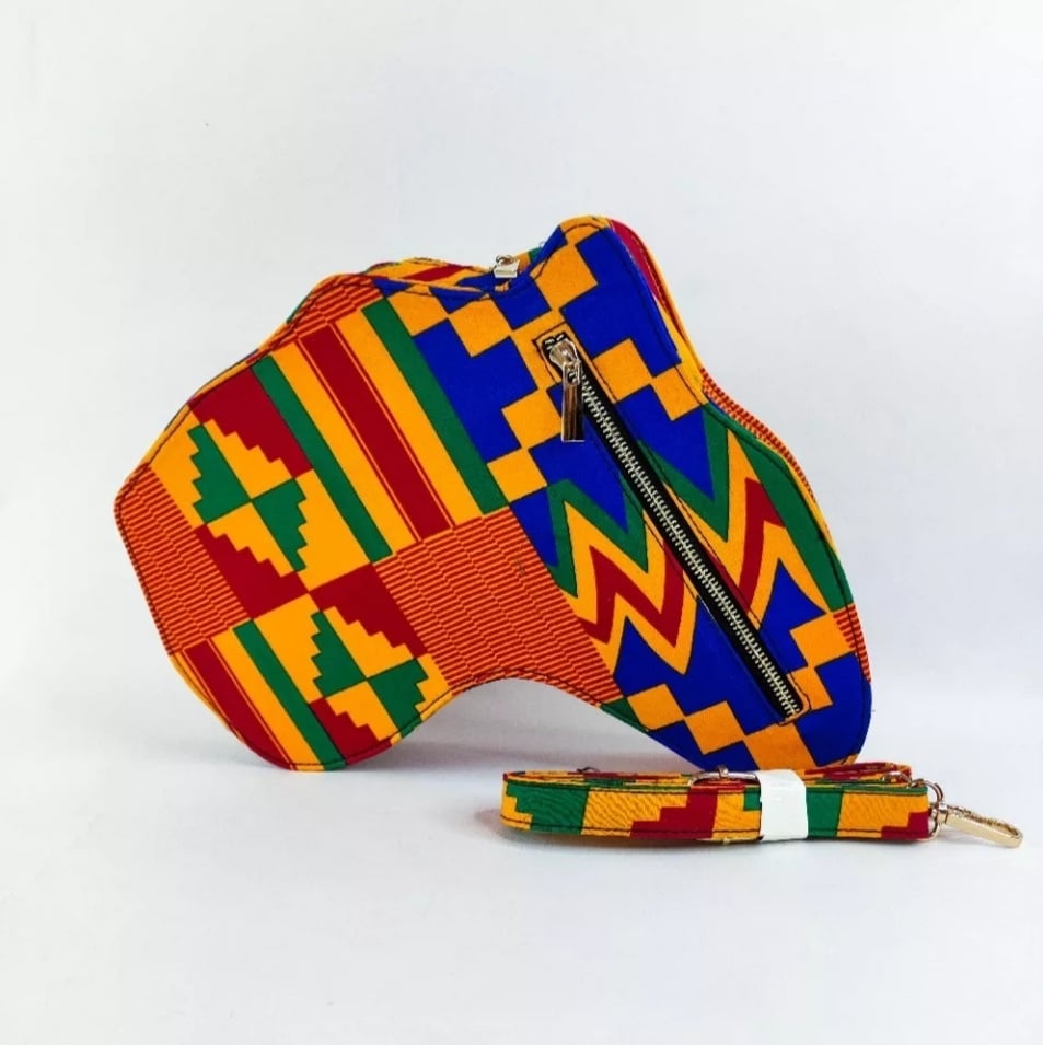 Image of NAKIA KENTE PRINT AFRICAN MAP BACKPACK 