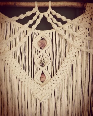 Large  statement macrame wallhanging with crystals 