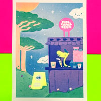 Cool Camel Coffee Kiosk Risograph Print