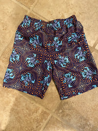 Image 1 of Brown and Navy Mayer Bear Swim Trunks