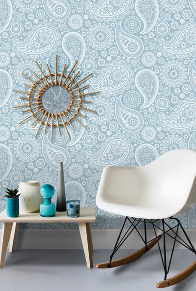 Image of Paisley Crescent Wallpaper - Chalkhill Blue