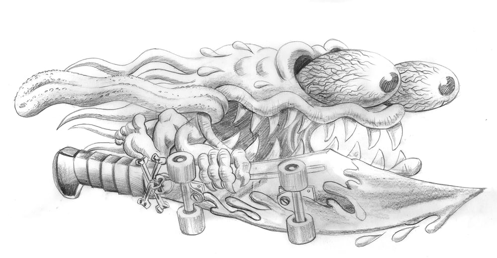 "Meek Slasher" - 16.25" x 9" original pencil drawing