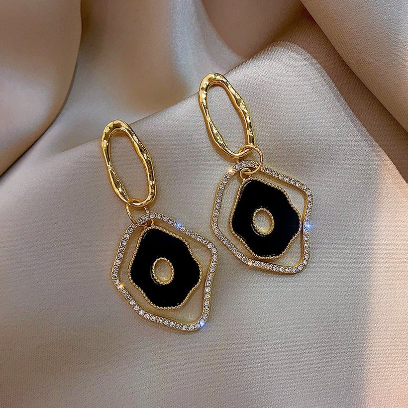 Image of Black Geometric Shaped Earrings