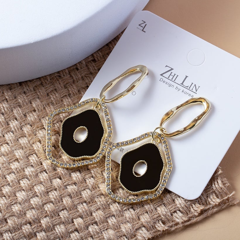 Image of Black Geometric Shaped Earrings