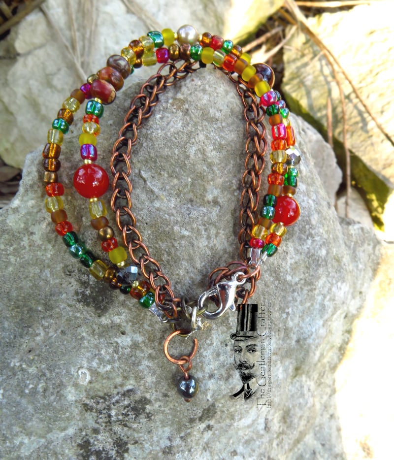 Image of Fall Loop in Loop Mixed Metal/Bead Bracelet