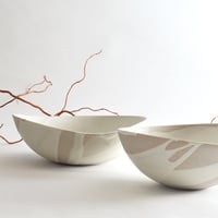 Image 1 of altered stoneware serving bowls