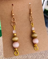 Image 2 of Tigers Eye & Rose Quartz Earrings 