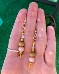 Image 1 of Tigers Eye & Rose Quartz Earrings 