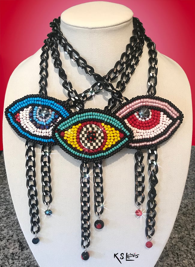 "Eye See You" Evil Eye Necklace in Blue