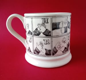 Finger spelling alphabet mug