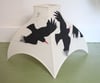 Chough print appliqued upcycled lampshade