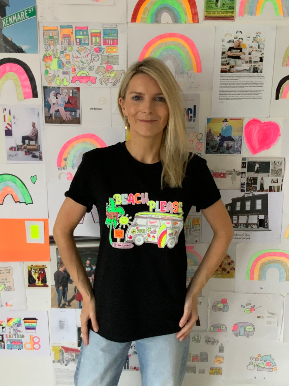 Image of BEACH PLEASE BLACK T-SHIRT