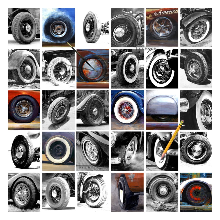 Image of "Wheels & Tires" 24"x24" Signed & Numbered Giclee' Prints
