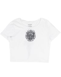 Image 1 of FITTED QUARTZ LION CROP TOP - WHITE