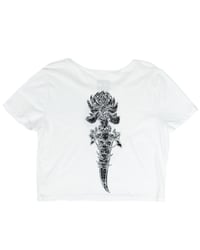 Image 2 of FITTED QUARTZ LION CROP TOP - WHITE
