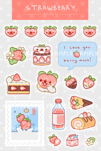 Image 3 of strawbeary sticker sheet