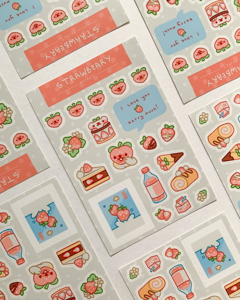 Image of strawbeary sticker sheet
