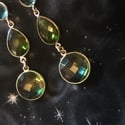 Blue Topaz, Peridot, and Bi-Aura Quartz Earrings