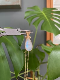 Image 5 of Gold Moonstone Teardrop Crystal Necklace