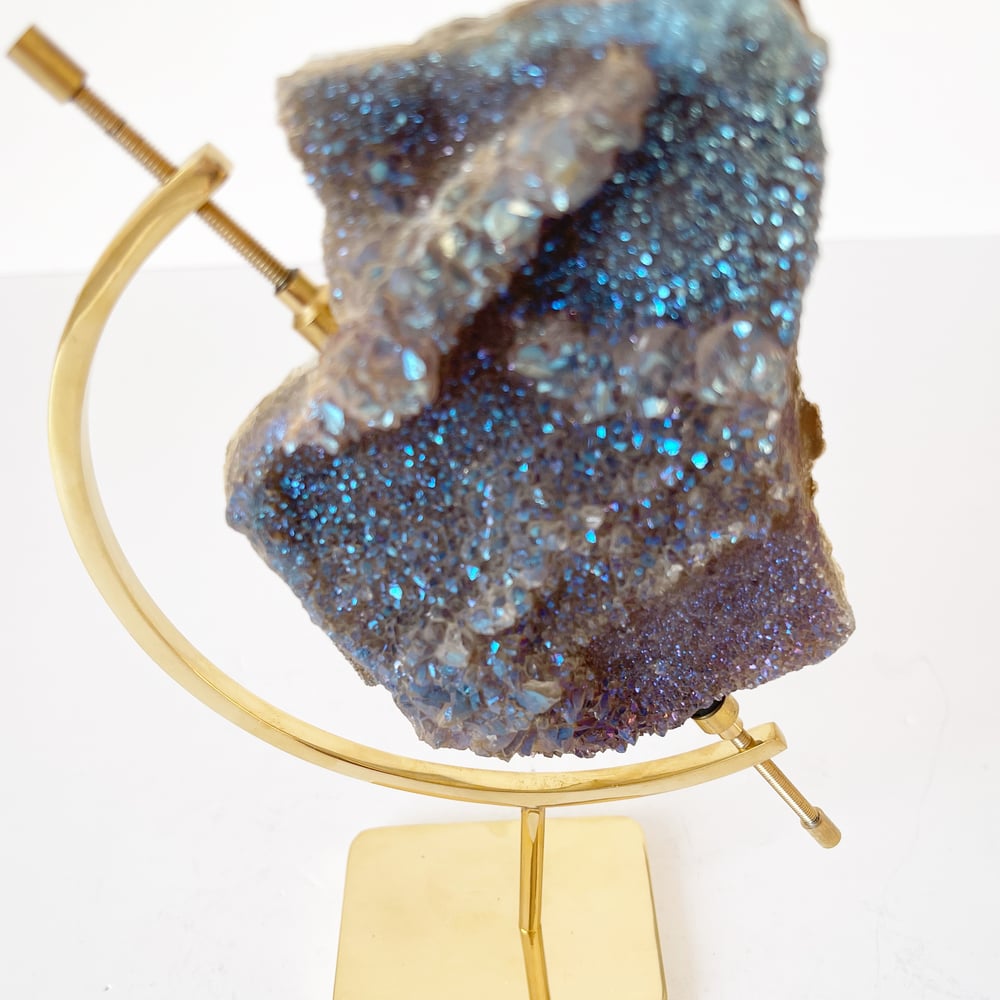 Image of Titanium Coated Amethyst no.21 +Brass Arc Stand