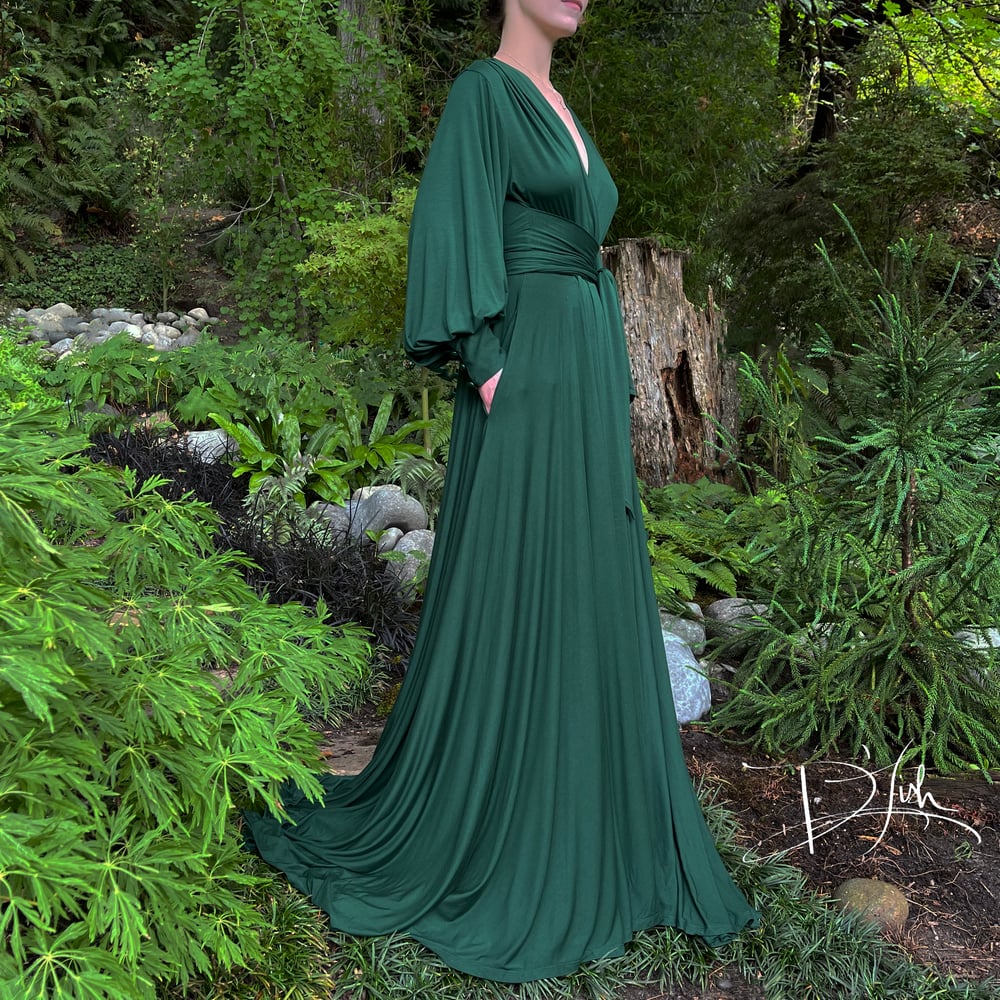 Image of Deep Green "Bev" Dressing Gown ($100 off Clearance, marked down from $299.99)