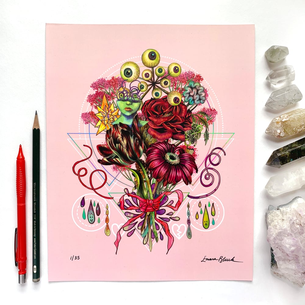 Image of Limited Edition 'Bouquet' Holographic Rainbow Foiled Art Print