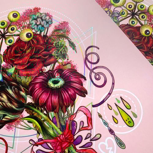 Image of Limited Edition 'Bouquet' Holographic Rainbow Foiled Art Print