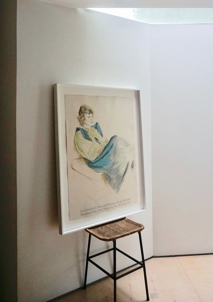 Image of after david hockney / celia in a blue dress / 26/002