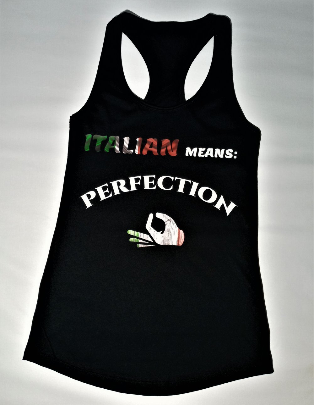 Ladies Black Italian Perfection Racerback Tank Top
