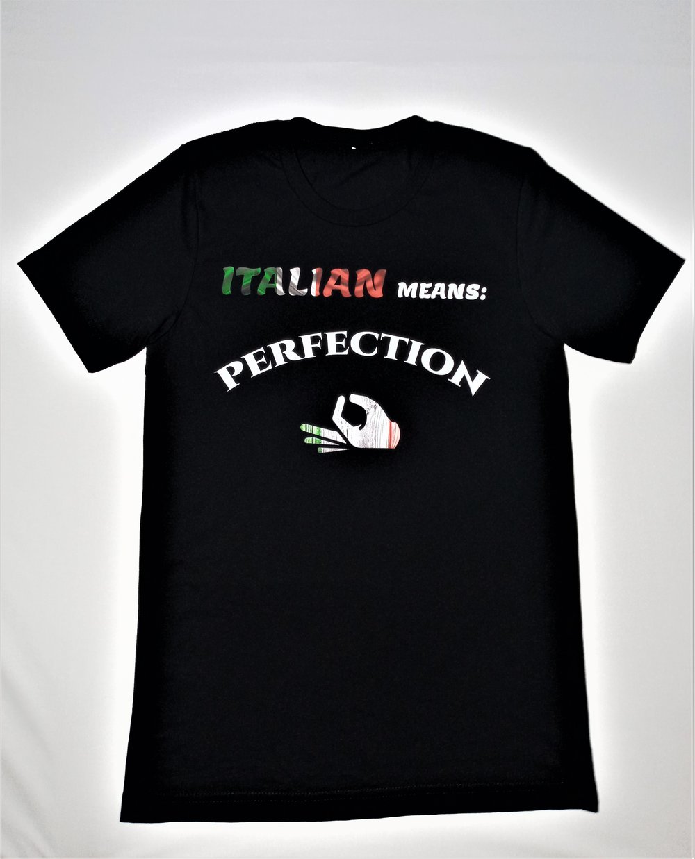  Unisex Black, White Italian Perfection T- Shirt