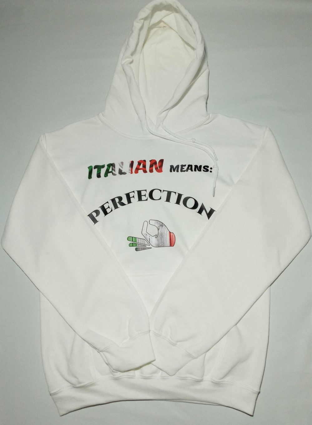 Adult Unisex Black, White Italian Perfection Hoodie