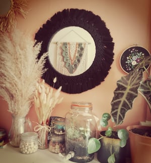 Large mandala macramé mirror in black 