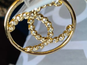 Image of (SOLD OUT 🚫) Authentic Chanel Cc Diamond Hoop Earrings 