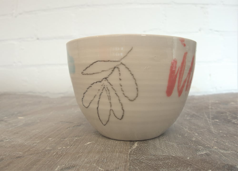 Image of Small decorated leaf bowl