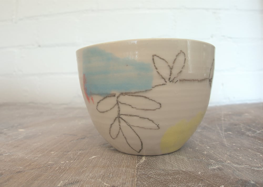 Image of Small decorated leaf bowl