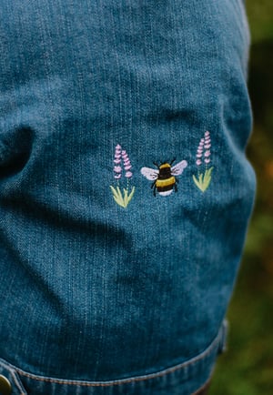 Image of Lavender Bumblebee Organic Embroidered Baby Denim Jacket