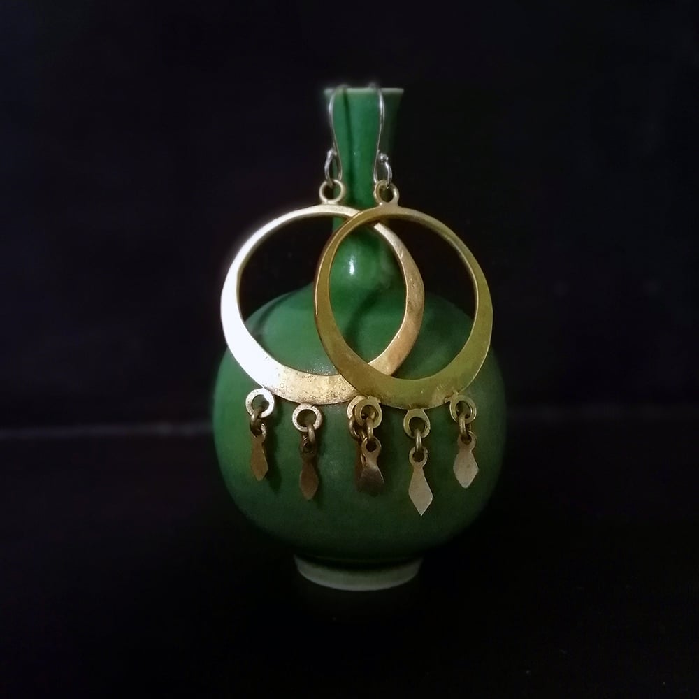 Image of Brass diamond hoops