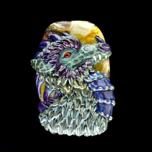 Image of XXXL Purple & Green Dragon - Handmade Lampwork Glass Sculpture Bead