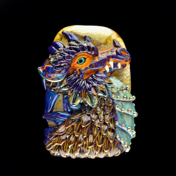 Image of XXXL. Sunset Dragon - Handmade Lampwork Glass Sculpture Bead
