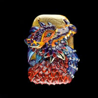 Image 1 of XXXL. Snarky Red Orange Dragon - Flamework Glass Sculpture Bead