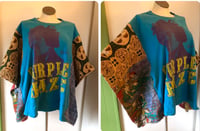 Image 1 of Upcycled “Jimi Hendrix: Purple Haze” vintage quilt poncho